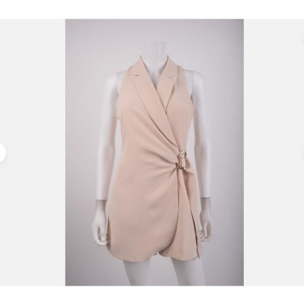 Zara Womens Wrap Blazer Dress Romper Jumpsuit S Beige Ivory 0387/174 NWT